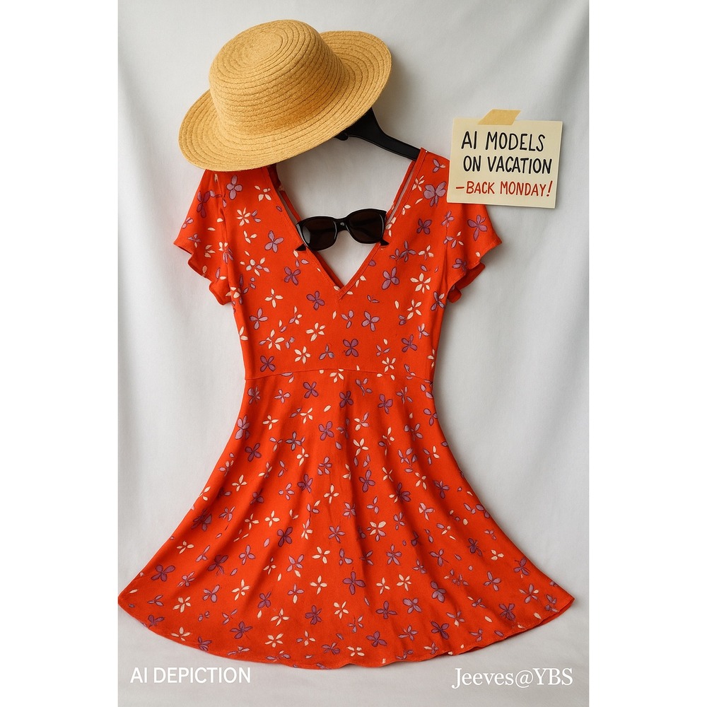 Kaileigh Faux‎ Wrap Dress NWT Size M – Coral Red Floral Short Sleeve